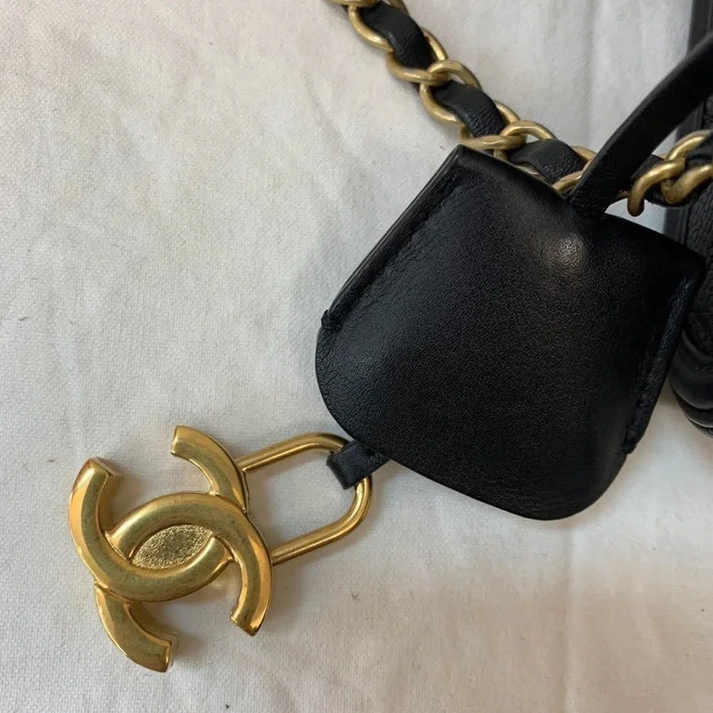 Black Caviar‎ Filigree Vanity Bag GHW EUC